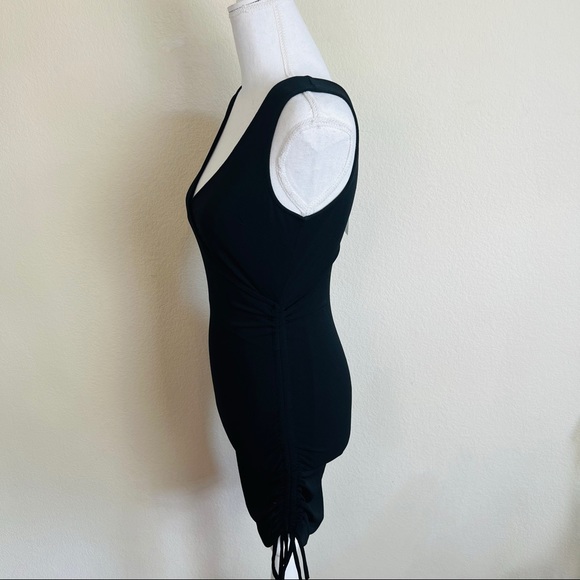 NWT Windsor LBD Surplice Ruched Side Tie Mini Black Dress - Picture 3 of 9